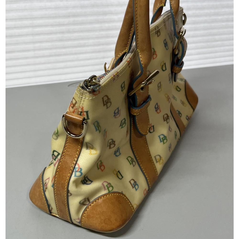 Vintage Dooney & Bourke Multicolor Signature Satchel Rainbow Monogram Print Y2K - Picture 10 of 16